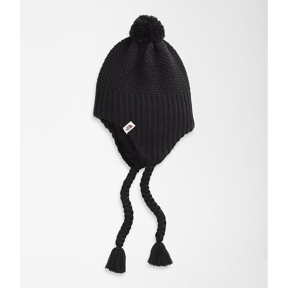 The North Face Beanies Womens Australia - The North Face Purrl Stitch Earflap Black (BLP-924837)